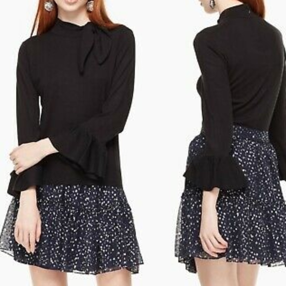Kate Spade Night Sky Lurex Dot Skirt Navy Metallic A Line Party Skirt